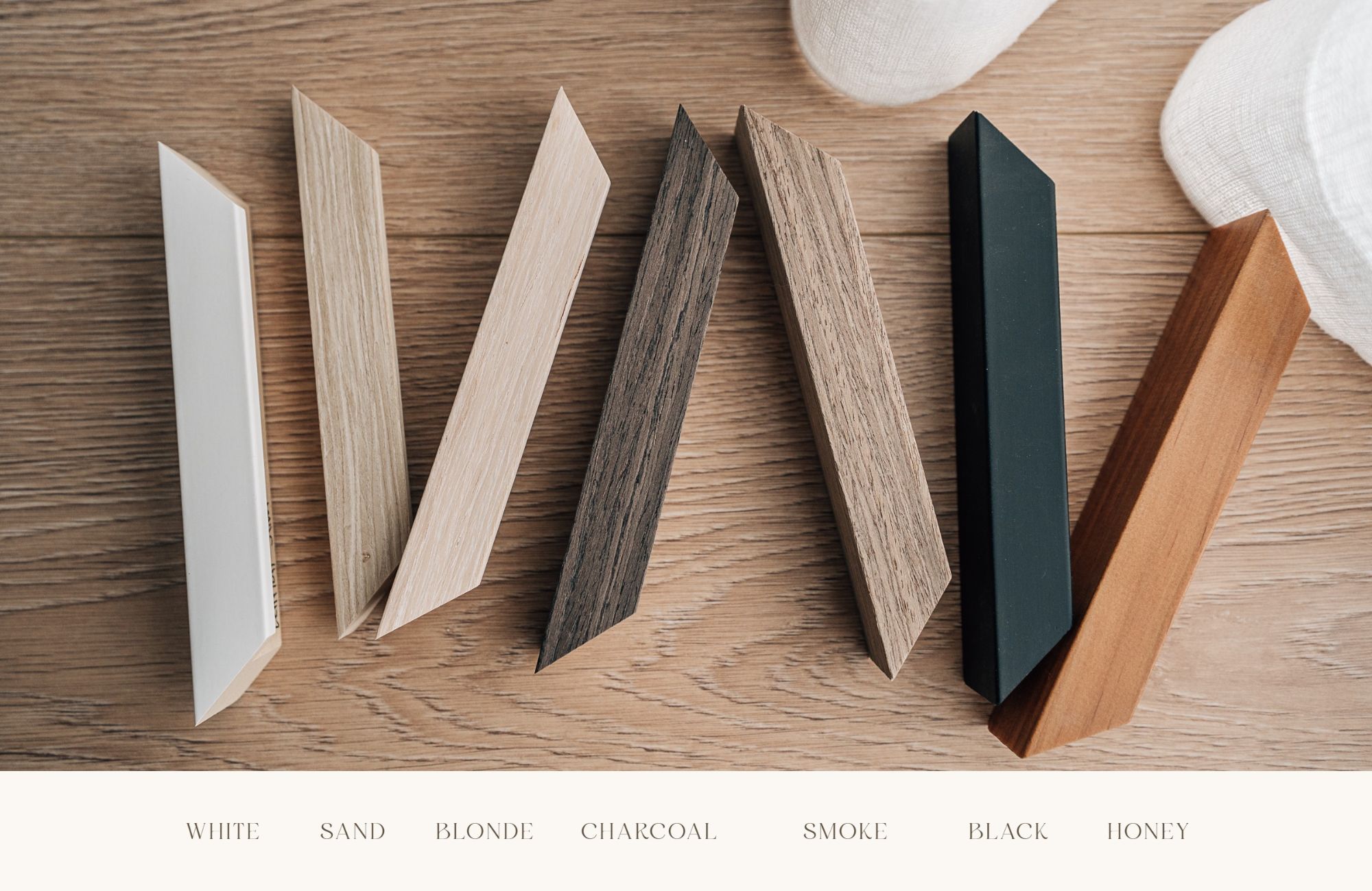 Frame finish options: white, sand, blonde, charcoal, smoke, black and honey