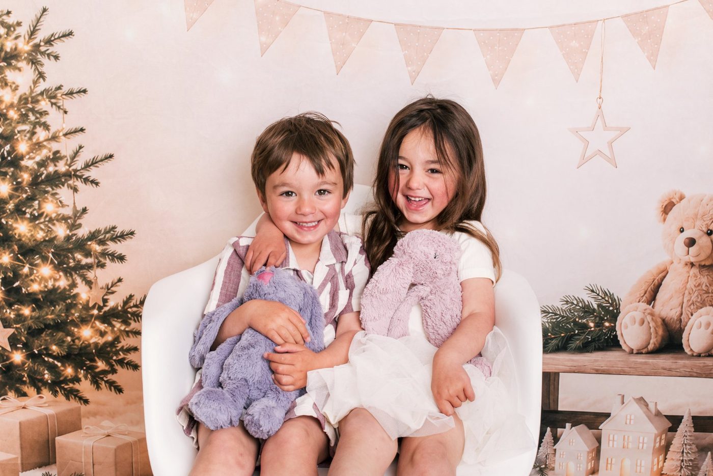 A brother and sister smiling together