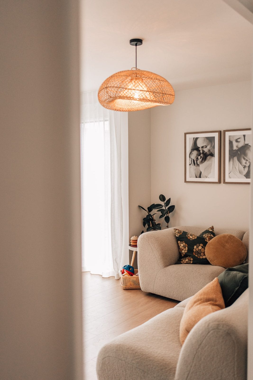 A warm view through the studio into the light-filled lounge in Lincoln