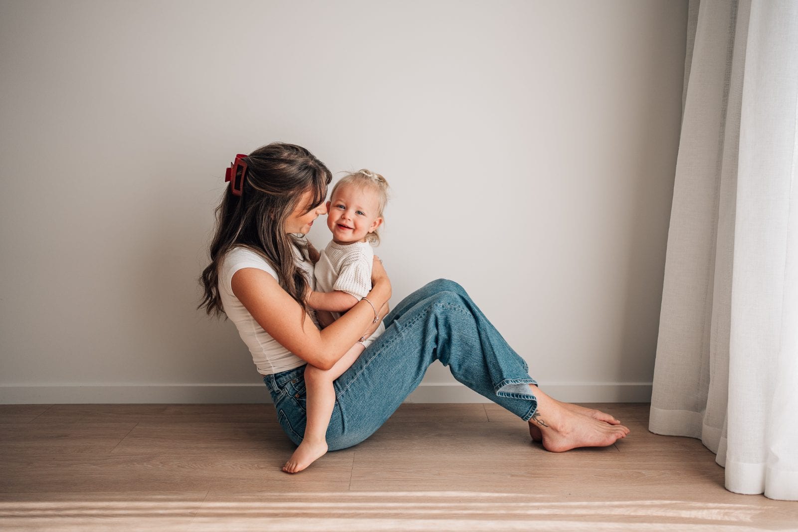 Relaxed family portrait photographed in natural light